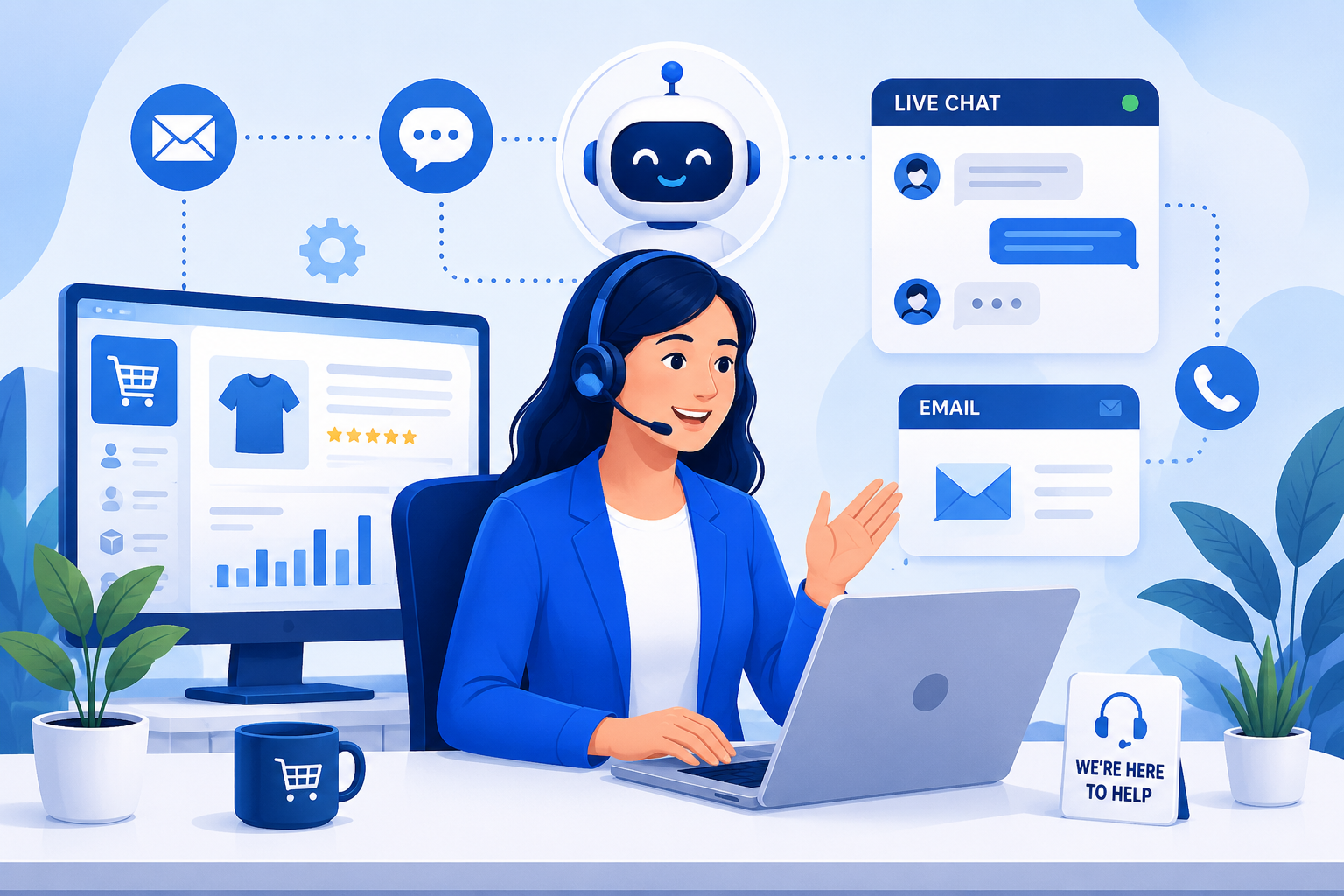 Contact AI Tools for Ecommerce customer support illustration