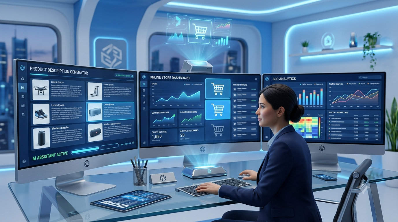AI product content tools helping ecommerce businesses create product descriptions and SEO content