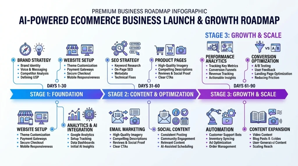 30 60 90 day roadmap for an AI-powered eCommerce business