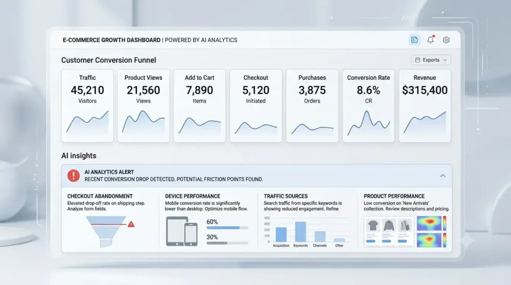 AI analytics dashboard for e-commerce conversion optimization
