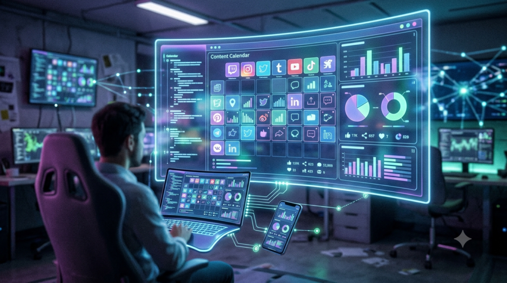AI marketing analytics dashboard showing campaign performance
