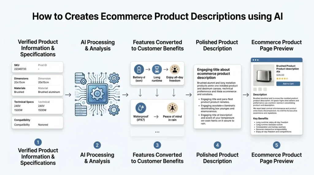 Workflow showing product features converted into customer benefits