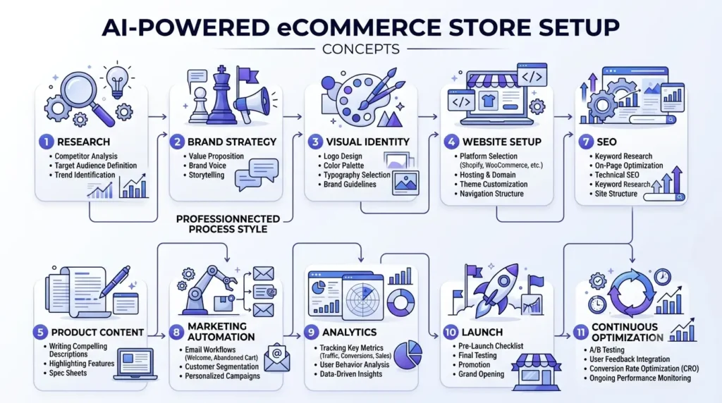 AI Branding & Store Setup workflow for an online store